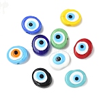 Handmade Evil Eye Lampwork Beads, Oval, Mixed Color, 16~17x20~21x8~11mm, Hole: 3~3.5mm(LAMP-G168-02)
