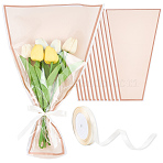 1Roll Polyester Satin Ribbon, Clothes Accessories, with 50Pcs OPP Cellophane Bouquet Packaging Bags, Mixed Color, 3/8 inch(10mm), about 24.06 Yards(22m)/Set(OCOR-CN0001-06)