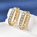 Rack Plating Brass Clear Cubic Zirconia Hoop Earrings, Oval, Cadmium Free & Lead Free, Real 18K Gold Plated, 23x16x4mm(EJEW-L308-04G)