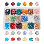 Electroplate Glass Beads, AB Color, Faceted, Rondelle, Mixed Color, 6x4mm, Hole: 1mm, 60pcs/color, about 1080pcs/box(EGLA-PH0003-04)