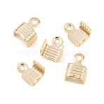 Brass Folding Crimp Ends, Fold Over Crimp Cord Ends, Cadmium Free & Lead Free, Real 24K Gold Plated, 7.5x5.5x4.5mm, Hole: 1.4mm, Inner Diameter: 4.5mm(KK-C163-07G)