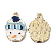 Alloy Enamel Pendants, for Christmas, Snowman, Golden, Blue, 22.5x15x1.4mm, Hole: 1.5mm(ENAM-Z001-02G-A)