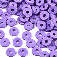 Handmade Polymer Clay Beads, for DIY Jewelry Crafts Supplies, Disc/Flat Round, Heishi Beads, Medium Purple, 8x1mm, Hole: 2mm, about 13000pcs/1000g(CLAY-Q251-8.0mm-42)