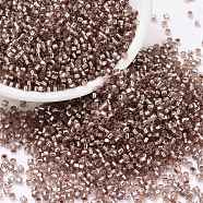 Cylinder Seed Beads, Silver Lined, Round Hole, Uniform Size, Rosy Brown, 2x1.5mm, Hole: 0.8mm, about 40000pcs/bag, about 450g/bag(SEED-H001-G19)