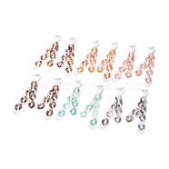 Acrylic Curb Chain Tassel Dangle Stud Earrings for Women, Mixed Color, 78x11x3mm, Pin: 0.7mm(EJEW-JE04767)