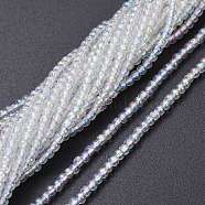 Electroplate Glass Beads Strands, AB Color Plated, Round, Clear AB, 2.5mm, Hole: 0.7mm, about 177pcs/Strand, 14.09 inch(35.8cm)(EGLA-K014-A-AB01)