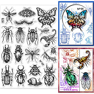 PVC Stamps, for DIY Scrapbooking, Photo Album Decorative, Cards Making, Stamp Sheets, Film Frame, Insects, 21x14.8x0.3cm(DIY-WH0371-0107)