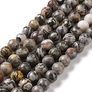 Natural Map Stone/Picasso Stone/Picasso Jasper Beads Strands, Round, 8mm, Hole: 1.2mm, about 46~48pcs/strand, 14.88~15.24''(37.8~38.7cm)(G-D481-09)