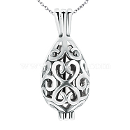 Hollow Teardrop Urn Ashes Pendant Necklace, 316L Stainless Steel Pet Memorial Jewelry for Men Women, Silver, 21.26 inch(54cm)(BOTT-PW0001-086S)