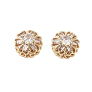 Brass Micro Pave Clear Cubic Zirconia Beads, Flower, Real 18K Gold Plated, 13x8.5mm, Hole: 1.6mm(KK-Z059-02G)