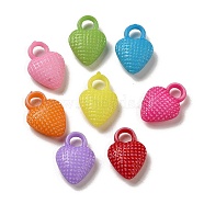 Opaque Acrylic Pendants, Craft Style, Heart, Mixed Color, 15.5x11x4.5mm, Hole: 3mm, 1515pcs/set(OACR-E039-23)