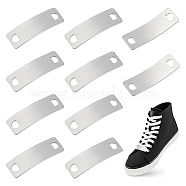 10Pcs 304 Stainless Steel Shoelace Charms, for Shoe Decoration Accessories, Curved Rectangle, Stainless Steel Color, 41.5x14x1mm, Hole: 4x5.5mm(STAS-UN0057-55)