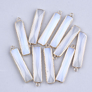 Opalite Pendants, with Brass Findings, Faceted, Rectangle, Golden, 46.5x10x5mm, Hole: 2mm(X-G-S344-23G)