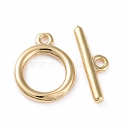 Eco-friendly Brass Toggle Clasps, Cadmium Free & Lead Free, Long-Lasting Plated, Ring, Real 24K Gold Plated, Ring: 12x10x1.5mm, Bar: 4x13.5x1.5mm, Hole: 1.2mm(KK-D082-14G)