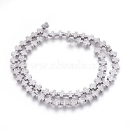 Electroplated Non-magnetic Synthetic Hematite Beads Strands, Frosted, Cross, Platinum Plated, 6x6x2.5mm, Hole: 1mm, about 65pcs/strand, 15.94 inch(40.5cm)(G-P392-B05)
