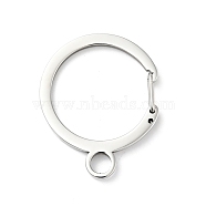 304 Stainless Steel Gate Snap Key Clasps, Round Ring, Stainless Steel Color, 36x29.5x2.5mm, Inner Diameter: 24x23.5mm(STAS-C056-09P)