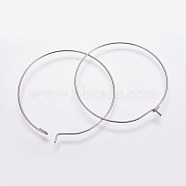 316 Surgical Stainless Steel Hoop Earrings Findings, Wine Glass Charms Findings, Stainless Steel Color, 21 Gauge, 40x0.7mm, Inner Diameter: 39mm(X-STAS-K146-039-40mm)
