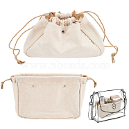 Canvas Drawstring Cosmetic Pouches, Portable Travel Makeup Organizer Bags, Rectangle, Antique White, 19.6x31.5x1.5cm(ABAG-WH0035-049)