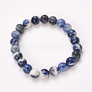 Natural Sodalite Beaded Stretch Bracelets, Round, 2-1/8 inch(55mm), Bead: 10mm(BJEW-Q692-59-10mm)