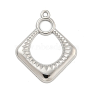 304 Stainless Steel Pendants, Rhombus Charm, Stainless Steel Color, 24.5x19.5x2mm, Hole: 1.2mm(STAS-K273-06P)