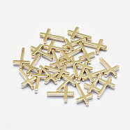 Long-Lasting Plated Brass Charms, Real 18K Gold Plated, Nickel Free, Cross, 13x8.5x2.5mm, Hole: 1mm(X-KK-K193-010G-NF)