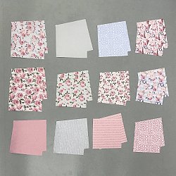 24Pcs 12 Styles Floral Scrapbooking Paper Pad, Flower Background Paper for DIY Scrapbook, Diary Planner Card Making, Square, Mixed Color, Mixed Patterns, 153x153x0.1mm, 2pcs/style(DIY-WH0308-301)