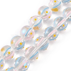 Handmade Lampwork Beads Strands, wiuth Enamel, Round, Light Sky Blue, 12~2.5mm, Hole: 1.2mm, about 30pcs/strand, 13.58 inch(34.5cm)(LAMP-F029-01B)