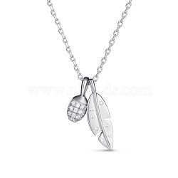 TINYSAND Leaf & Pinecone 925 Sterling Silver Cubic Zirconia Pendant Necklaces, Silver, 17.9 inch(TS-N337-S)