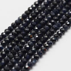 Natural Sapphire Bead Strands, Grade AA, Faceted, Round, 2~2.3mm, Hole: 0.5mm, about 198~205pcs/strand, 15.7 inch(395mm)(G-P270-2mm-23)