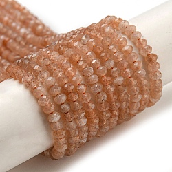 Natural Peach Moonstone Beads Strands, Faceted, Rondelle, 3x2mm, Hole: 0.6mm, about 138pcs/strand, 15.39''(39.1cm)(G-A097-C02-01)