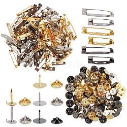 DIY Pins Material Making Kits, Including Brass Button Nut & Badge Lapel Pin Back Butterfly Clutches &  Head Pins, Iron Brooch Findings, Mixed Color, 280pcs/box(DIY-AR0001-32)