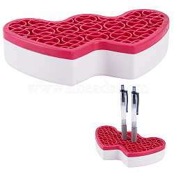 Gorgecraft Multipurpose Silicone Storage Box, for Cosmetics Brush Holder, Pen Holder, Toothbrush Holder, Lipstick Holder, Double Heart, Cerise, 9x15.6x3.35cm, Box Size: 18.6x8.8x3.55cm(DJEW-GF0001-04B)