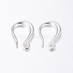 Brass Earring Hooks, with Horizontal Loop, Long-Lasting Plated, Real Platinum Plated, 15x9x2mm, Hole: 1mm, 20 Gauge, Pin: 0.8mm(KK-K197-62P)