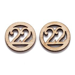 (Holiday Stock-Up Sale)Wooden Cabochons, Laser Cut Wood Shapes, Flat Round with Number, Num.22, 25x25x2.5mm(WOOD-I001-08-22)