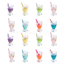 Transparent Resin Pendants, Play Food, Imitation Drink, Mini Cup, Mixed Color, 29.5~34x16mm, Hole: 2mm(RESI-CJC0017-01)