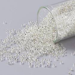 TOHO Round Seed Beads, Japanese Seed Beads, (21) Silver-Lined Transparent Crystal Clear, 15/0, 1.5mm, Hole: 0.7mm, about 3000pcs/10g(X-SEED-TR15-0021)