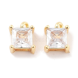 Brass with Clear Cubic Zirconia Charms, Square Charms, Real 18K Gold Plated, 7.5~8x6x4.5mm, Hole: 1.4mm(KK-P271-28G)