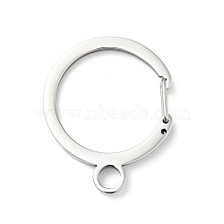 Non-Tarnish 304 Stainless Steel Gate Snap Key Clasps, Round Ring, Stainless Steel Color, 36x29.5x2.5mm, Inner Diameter: 24x23.5mm(STAS-C056-09P)