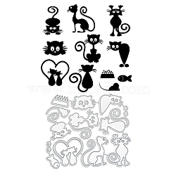 Cat Pattern Carbon Steel Cutting Dies Stencils, for DIY Scrapbooking, Photo Album, Decorative Embossing Paper Card, Stainless Steel Color, 100x90mm(PW-WG87246-01)