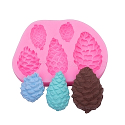 DIY Christmas Pine Cone Food Grade Silicone Molds, for DIY Cake Decoration, UV Resin & Epoxy Resin Jewelry Making, Hot Pink, 68x101x14mm, Inner Diameter: 24~50x15~32mm(DIY-F072-01)