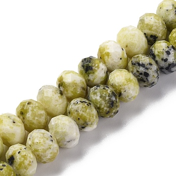 Natural Yellow Turquoise(Jasper) Beads Strands, Faceted, Rondelle, 8x6mm, Hole: 1mm, about 63~64pcs/strand, 14.96''~15.35''(38~39cm)