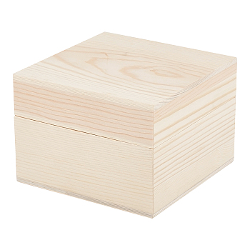 Wooden Box Storage for Handmade Soap, Slide Top Box, Square, BurlyWood, 10.95x11x7.85cm, Inner Diameter: 9.55x9.65cm