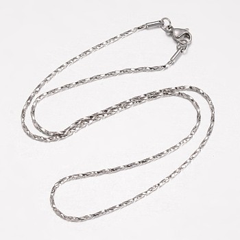 304 Stainless Steel Necklace, Coreana Chains, with Lobster Claw Clasps, Twisted, Stainless Steel Color, 17.91 inch~19.29 inch(455~490mm), 1.4mm