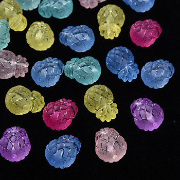 Frosted Acrylic Beads, Pineapple, Mixed Color, 14x11x10mm, Hole: 1.8mm