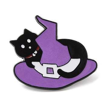 Halloween Theme Alloy Enamel Brooch, Pin for Backpack Clothes, Hat, 26x28.5x1.5mm