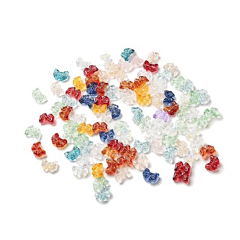 Transparent Glass Beads, Bowknot, Mixed Color, 10x14x5.5mm, Hole: 1.2mm