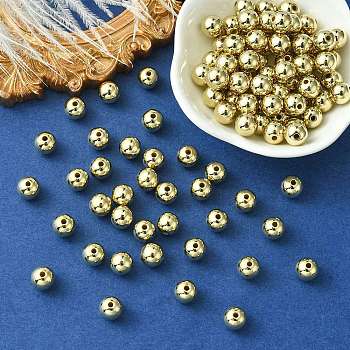 CCB Plastic Beads, for DIY Jewelry Making, Round, Golden, 8x7mm, Hole: 1.6mm