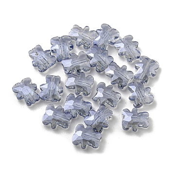 100Pcs Electroplate Glass Beads, Pearl Luster Plated, Bear, Slate Gray, 9.5x8.5x3.5mm, Hole: 1mm