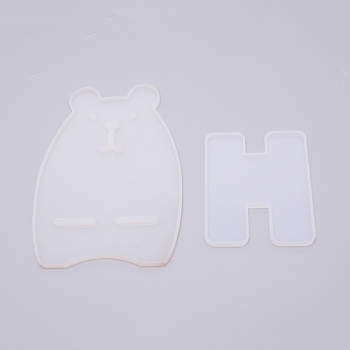 Bear Mobile Phone Holder  Silicone Molds, Resin Casting Molds, For UV Resin, Epoxy Resin Craft Making, White, 161x115x6.5mm