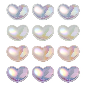 UV Plating Rainbow Iridescent Imitation Jelly Acrylic Beads, Heart, Mixed Color, 16x21x11mm, Hole: 2mm